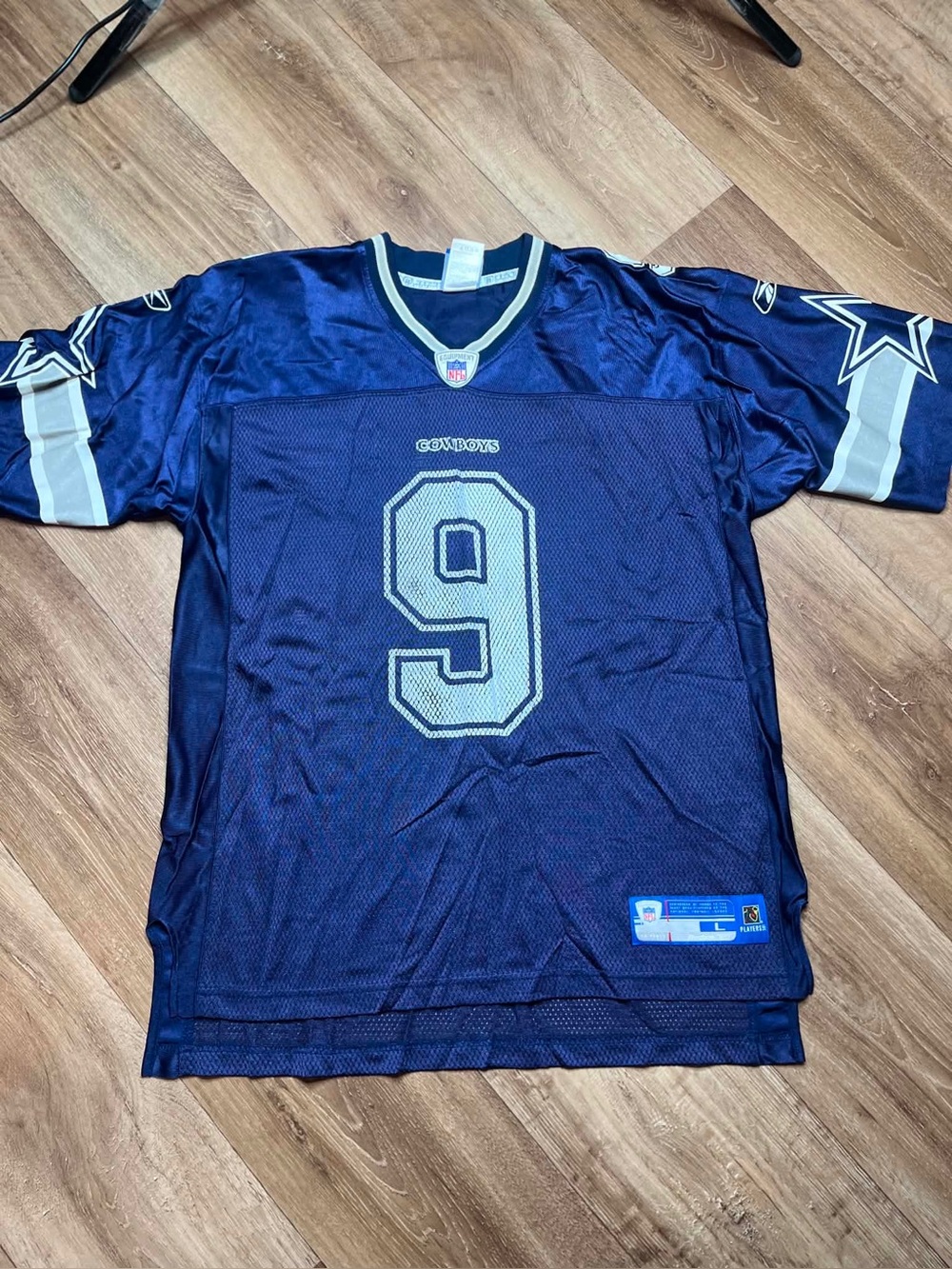 Dallas Cowboys Jersey Mens L Blue NFL Equipment Football Reebok Romo 9 Mesh